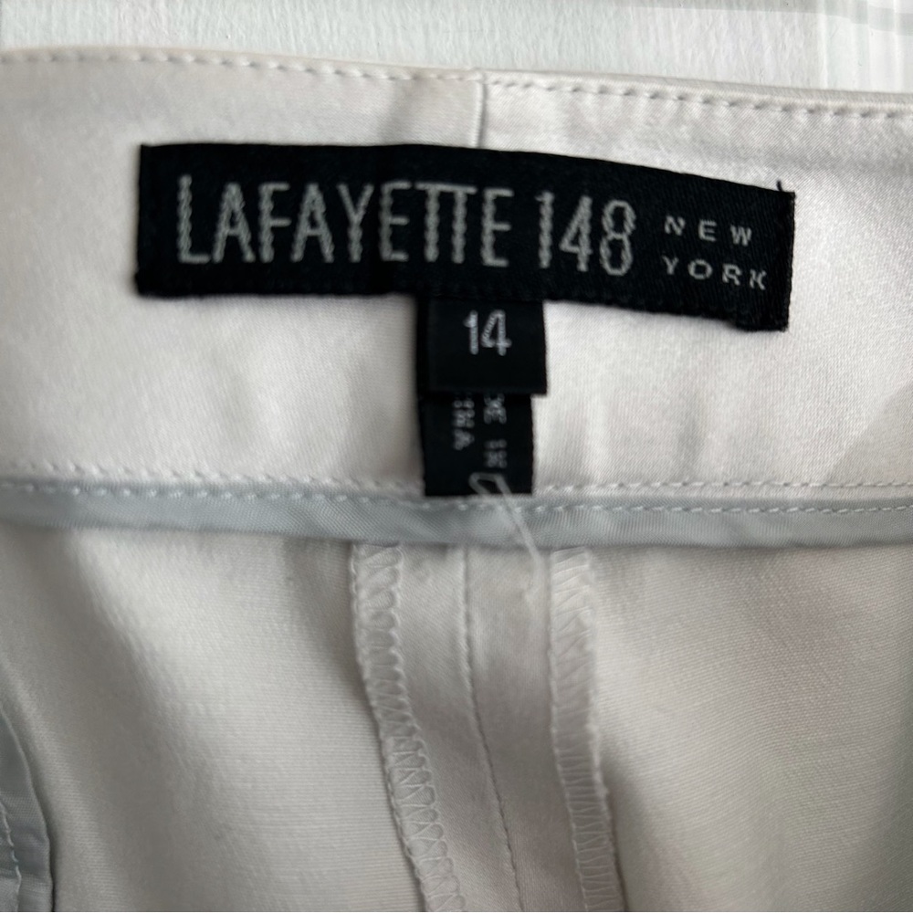 Lafayette 148 NY Light Gray Cotton Pants 14 EUC - Picture 4 of 6